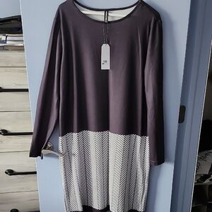 Elegant Black and White Chevron Dress